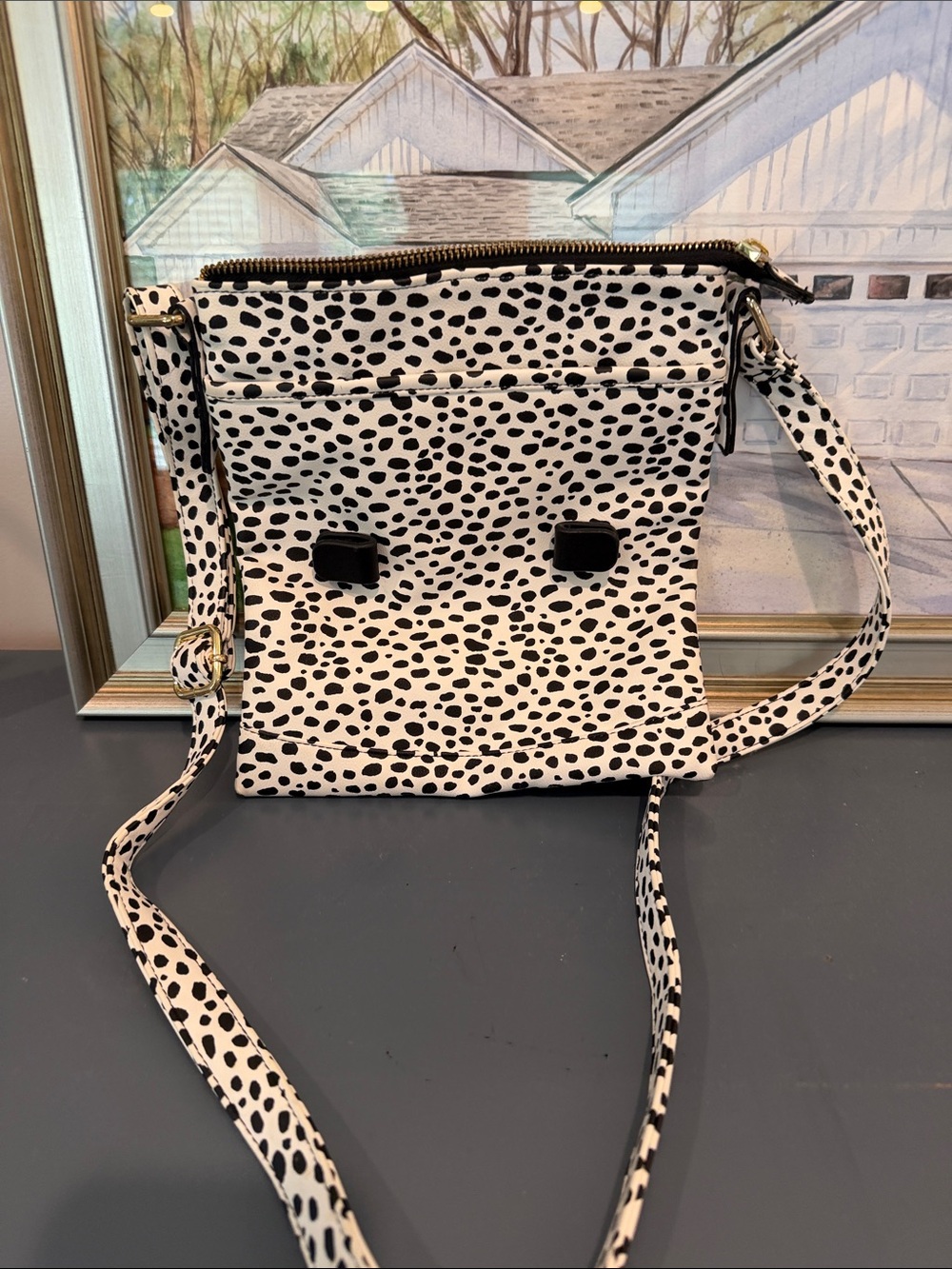 Spotted Crossbody Bag - White/Black